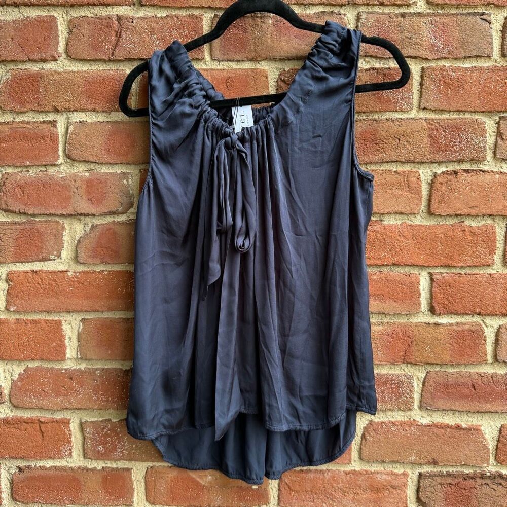 Velvet $178 Mindi Satin Viscose Tie Back Sleeveless Top navy blue XL NEW - Picture 10 of 10